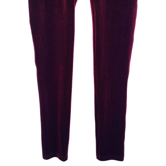 Spanx Leggings Wn M Burgundy Velvet Velour Slimming Pull On Stretch Athleisure - Picture 5 of 14